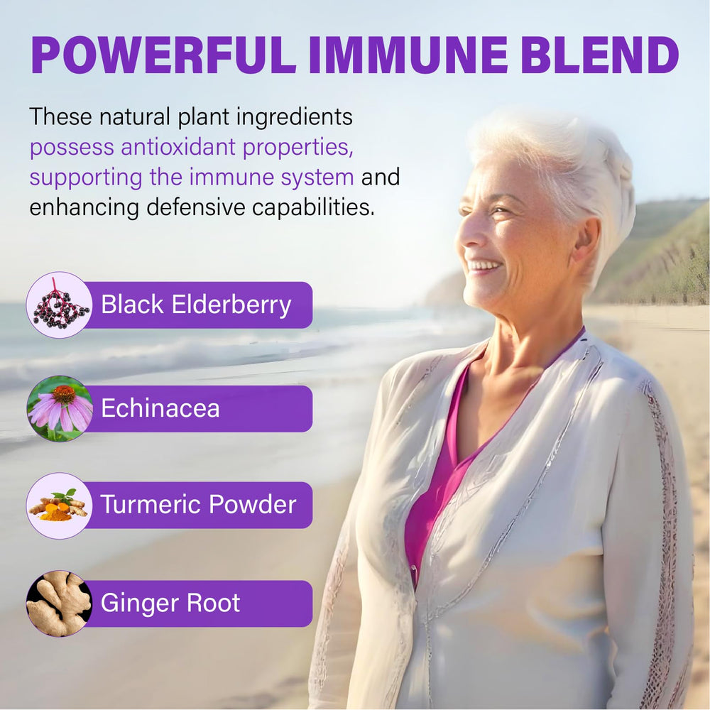 Immunity support with elderberry, turmeric, echinacea and ginger