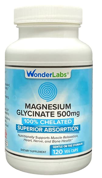 Wonder Laboratories Magnesium Glycinate 500mg bottle on white background