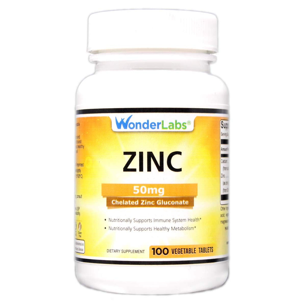 Hero image of Wonder Laboratories Chelated Zinc Gluconate 50 mg Vegetarian Tablets