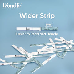 Close-up of Wondfo test strips for LH surge detection