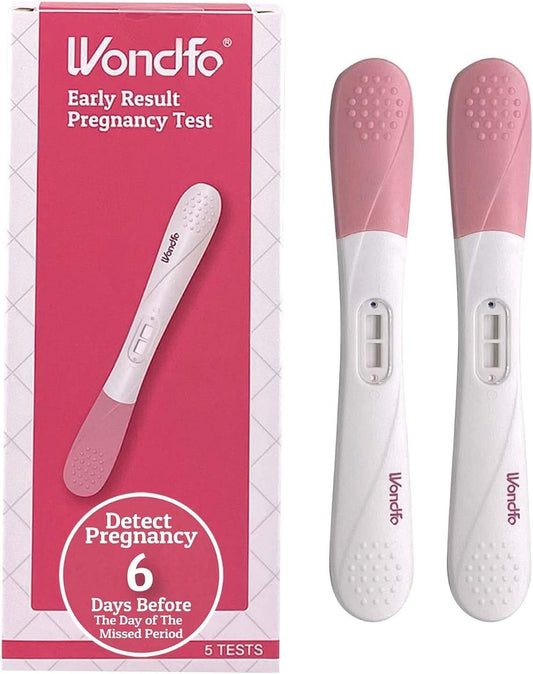 Front view of Wondfo Early Result Pregnancy Test 5-Pack