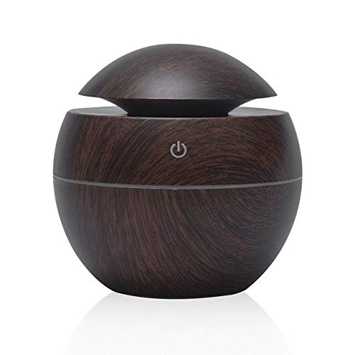 Wood Grain Mushroom Mini Diffuser top view highlights compact elegance for calming ambience.