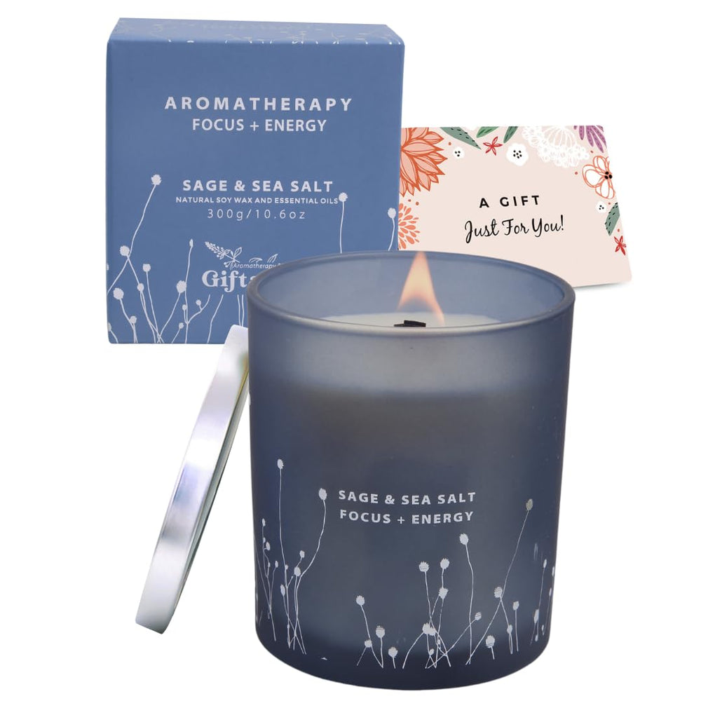 Wood wick candle burning for up to 50 hours