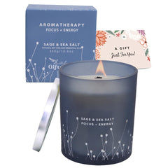 Wood wick candle burning for up to 50 hours