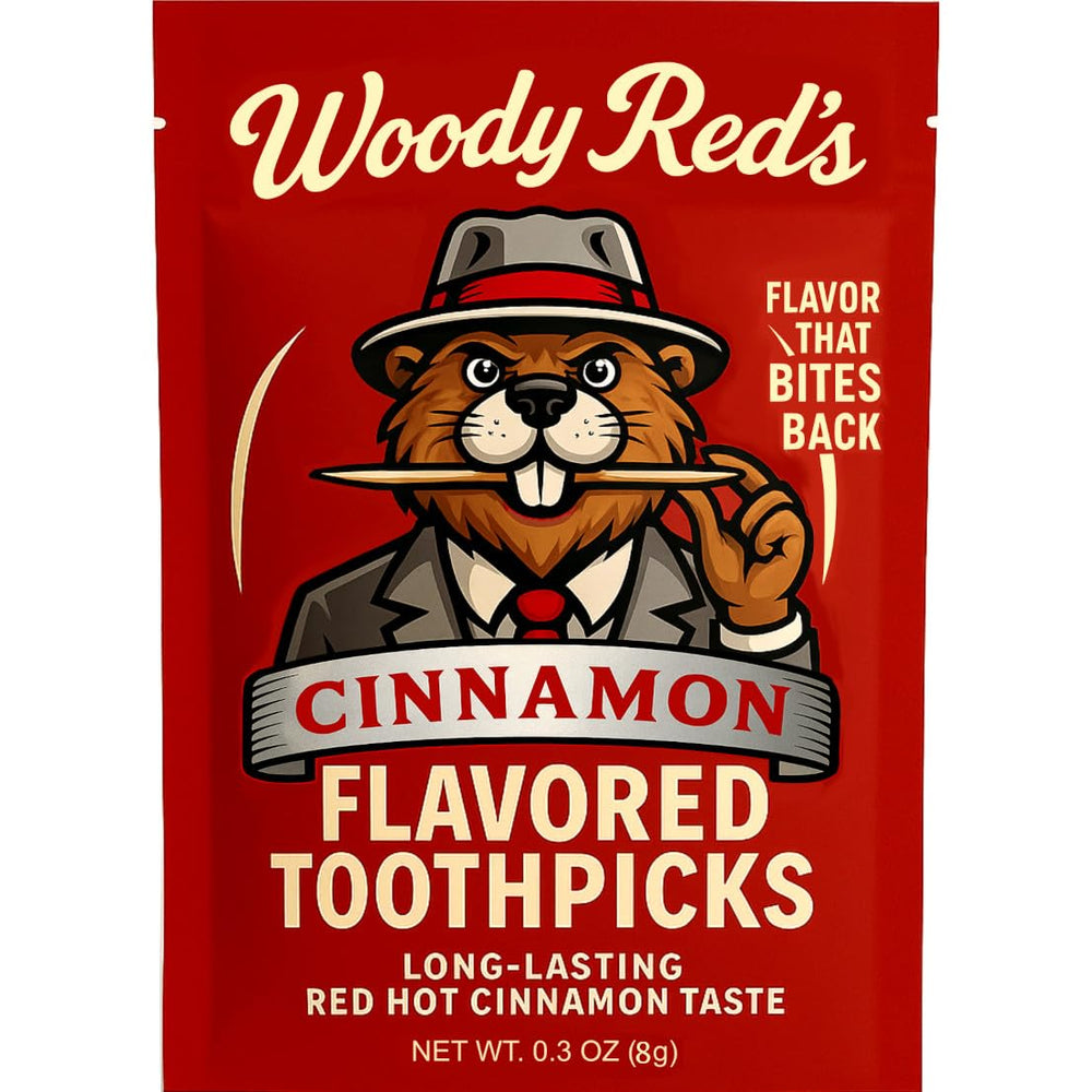 Cinnamon toothpicks in Woody Red's Flavored Hot Picks package