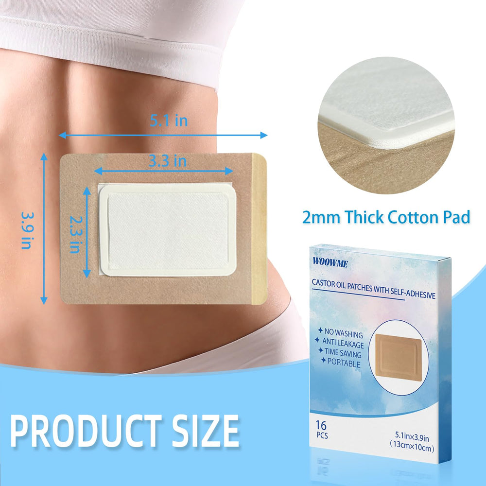 Back view of WOOWME Castor Oil Patches 16-count