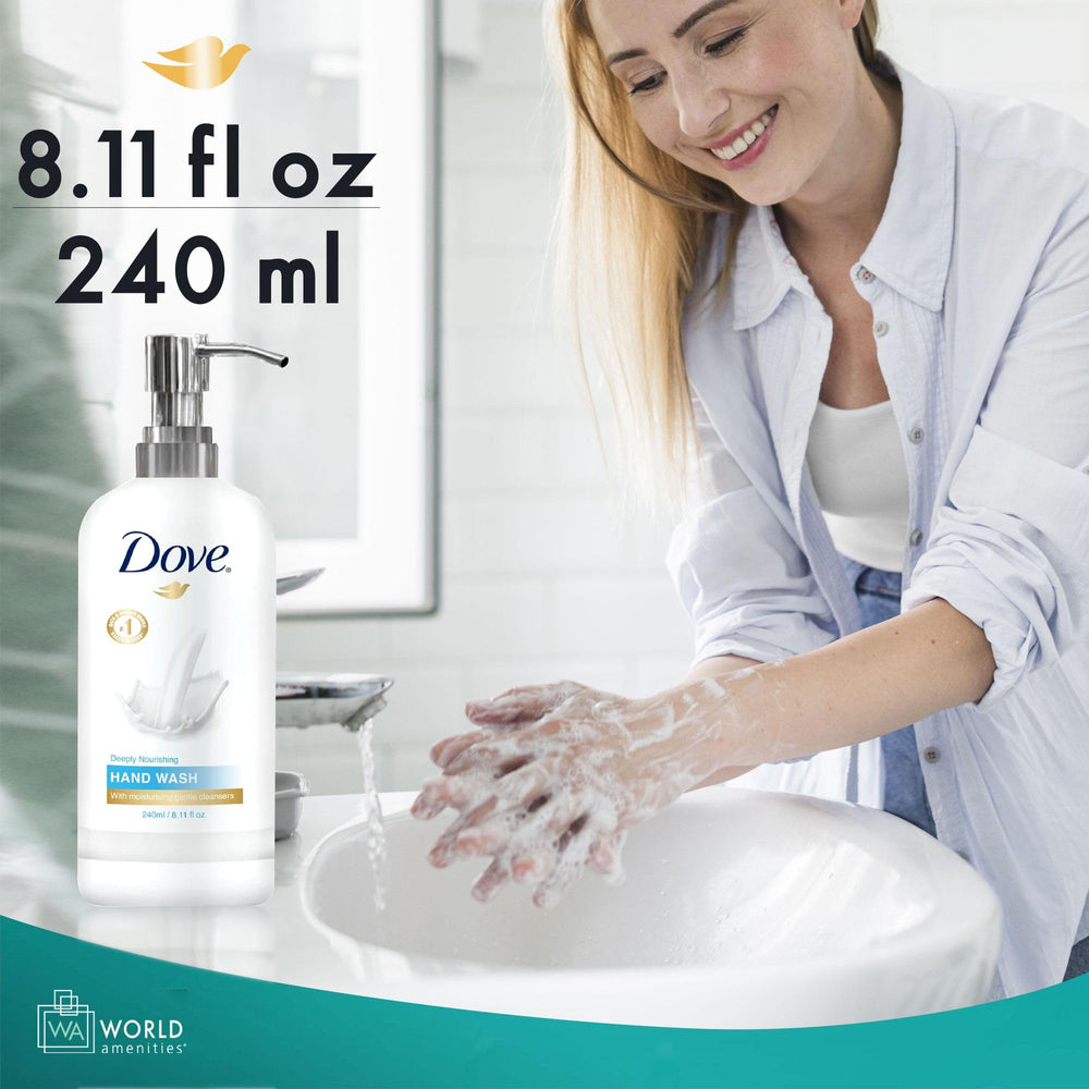World Amenities Dove Hand Wash packaging design emphasizes sustainability.