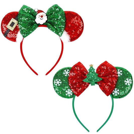WOVOWOVO Christmas mouse ears headband with sparkling ears for festive looks