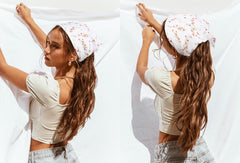 WOVOWOVO floral bandana in yellow daisy pattern brightens beach looks