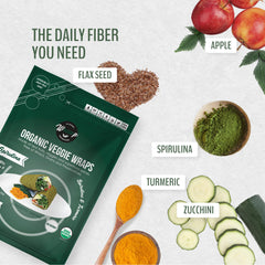 WrawP Organic Veggie Wrap Spirulina – packaging close-up
