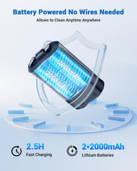 Rechargeable battery details: 2x2000mAh in Wrklly cleaner