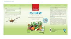 WurzelKraft powder being mixed into a smoothie or porridge