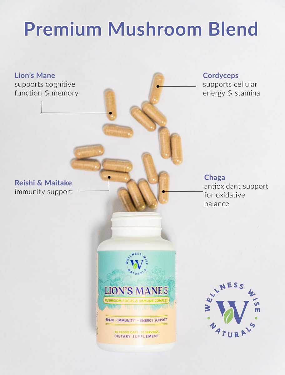 Capsules of Wellness Wise Naturals Lion's Mane 5-Mushroom Complex