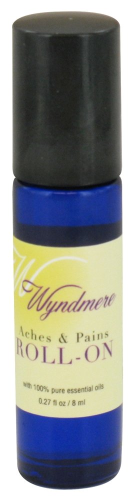 Wyndmere Aches & Pains Roll-on demonstrating portable roll-on application for soothing topical use.