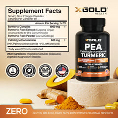 X Gold Health capsules pour from bottle highlighting high-potency blend