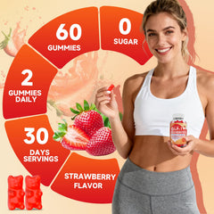Gummies with a glass of water in a lifestyle setting