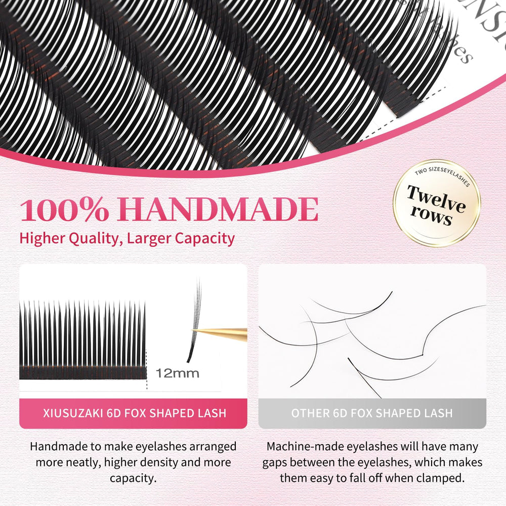 XIUSUZAKI premade fans with matte black base for fast volume