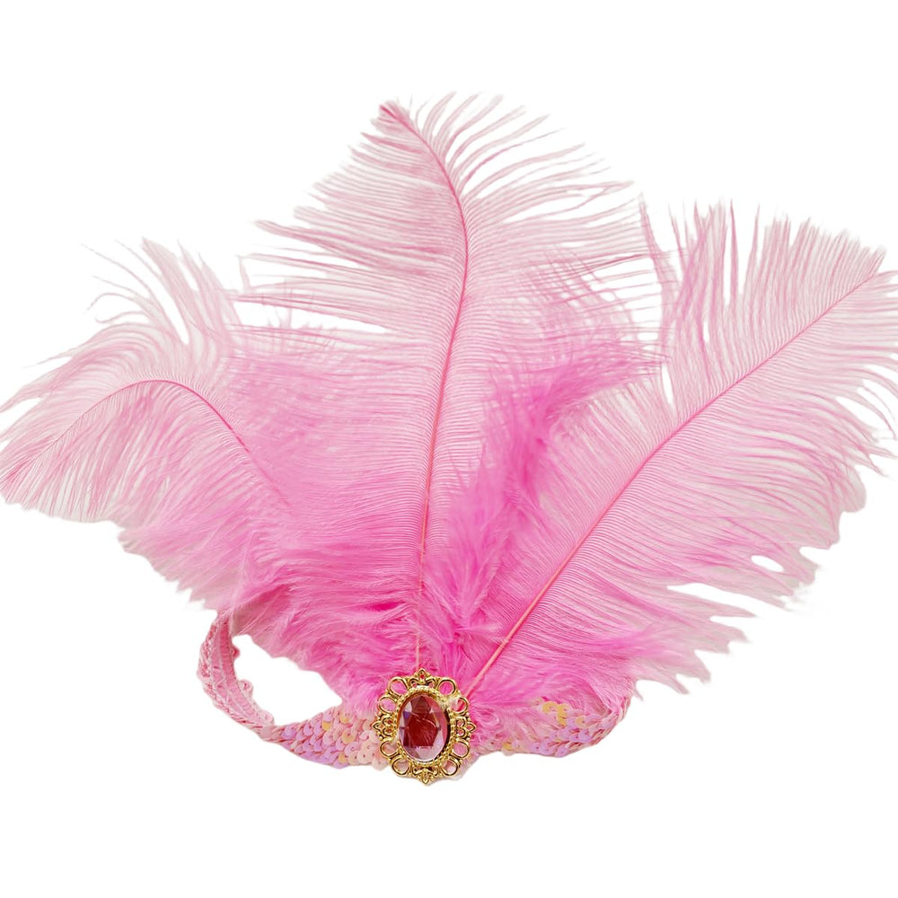 XKTEI sequins feather headband pink-a sparkles on vintage-inspired headpiece