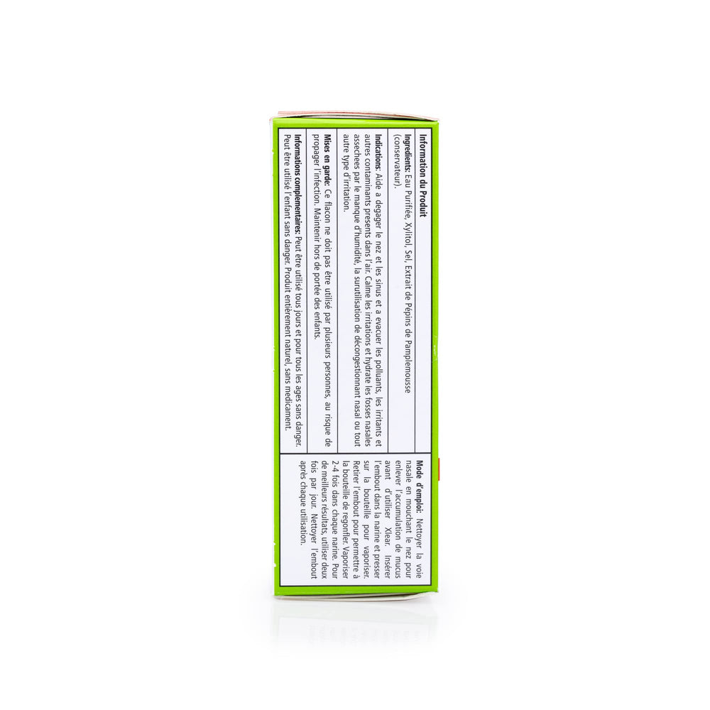 Xlear bottle closeup with clear label and natural ingredients