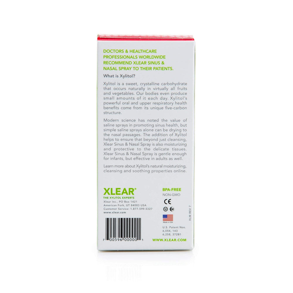 Xlear pump-action spray ideal for bedtime use and easier night breathing.