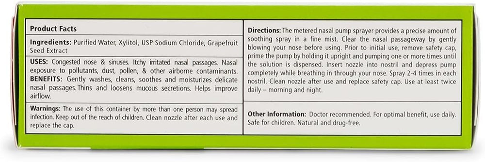 Xlear nasal spray xylitol bottle closeup highlighting gentle mist and natural formula