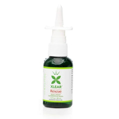Xlear Rescue packaging shown for travel-friendly 1.5 oz bottle.