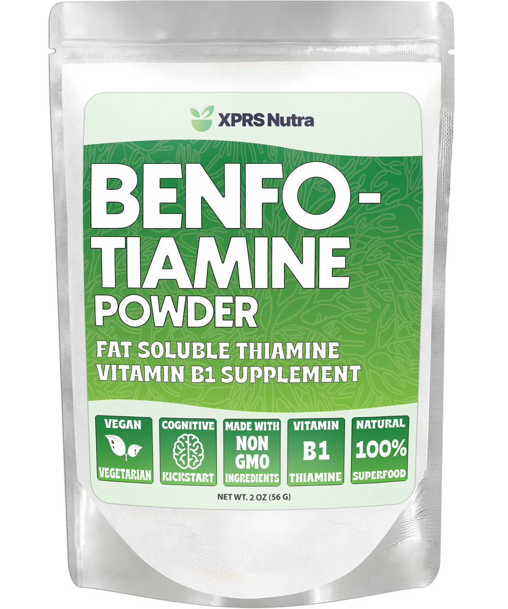 XPRS Nutra Benfotiamine hero image with bottle and packaging