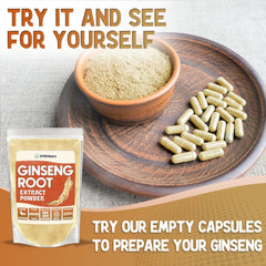 Ginseng powder dissolving in a glass