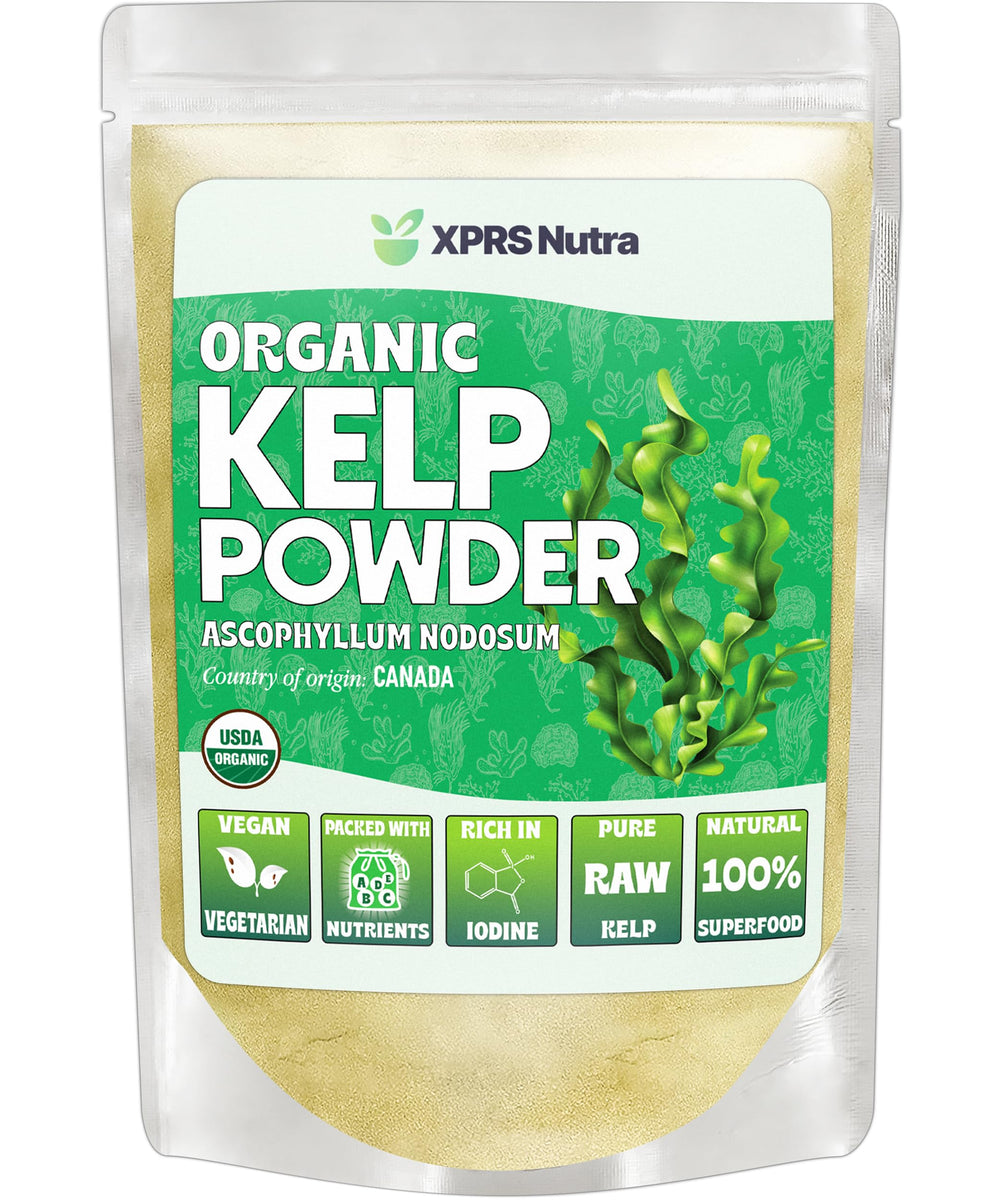 Organic kelp powder Ascophyllum nodosum jar label