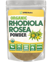 Product hero image: XPRS Nutra Organic Rhodiola Rosea Powder in jar with scoop