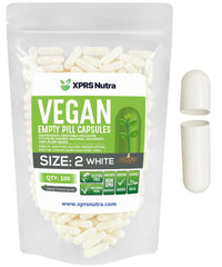 XPRS Nutra Size 2 empty capsules—white, 100-count vegan/vegetarian