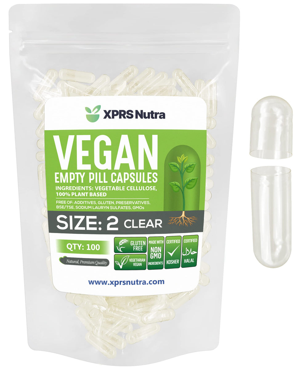Clear Size 2 vegan capsules, 100 count