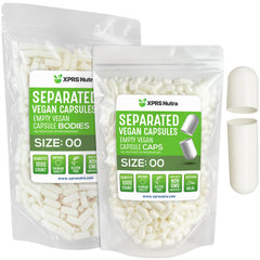 XPRS Nutra vegan Size 00 separated capsules, 1000-count bag, white
