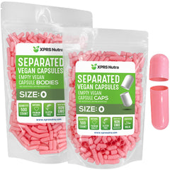 XPRS Nutra Vegan Size 0 Separated Capsules – 500 Count Pink (Empty Vegan Capsule)