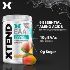 Pouring Xtend EAA + BCAA mango powder into shaker