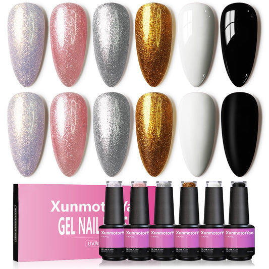 XunmotorYao gel nail polish set white finish for versatile DIY manicures.
