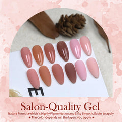 Nude pink and nude brown shades from XunmotorYao for elegant nails.