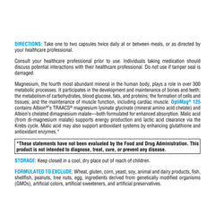 Nutrition facts label for OptiMag 125