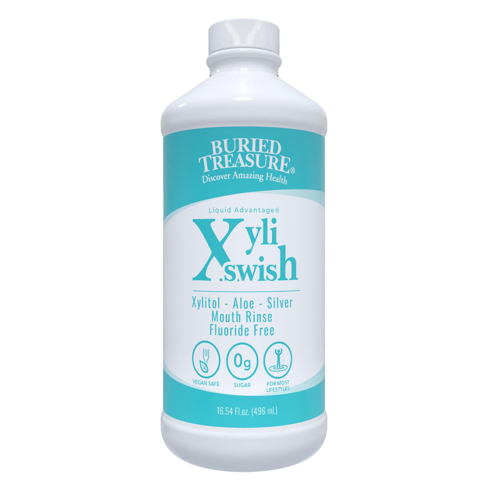 Xyli Swish mouthwash bottle with peppermint label