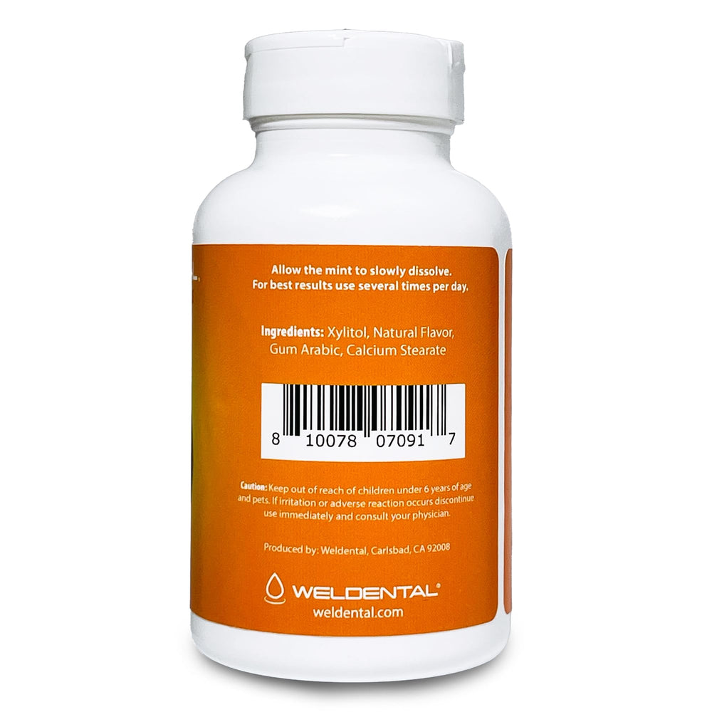 Close-up of Tropical Fruit flavored Xylitol Mints tablets