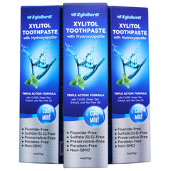 Product shot of XyloBurst Hydroxyapatite Toothpaste with Xylitol in Cool Mint, 4 oz