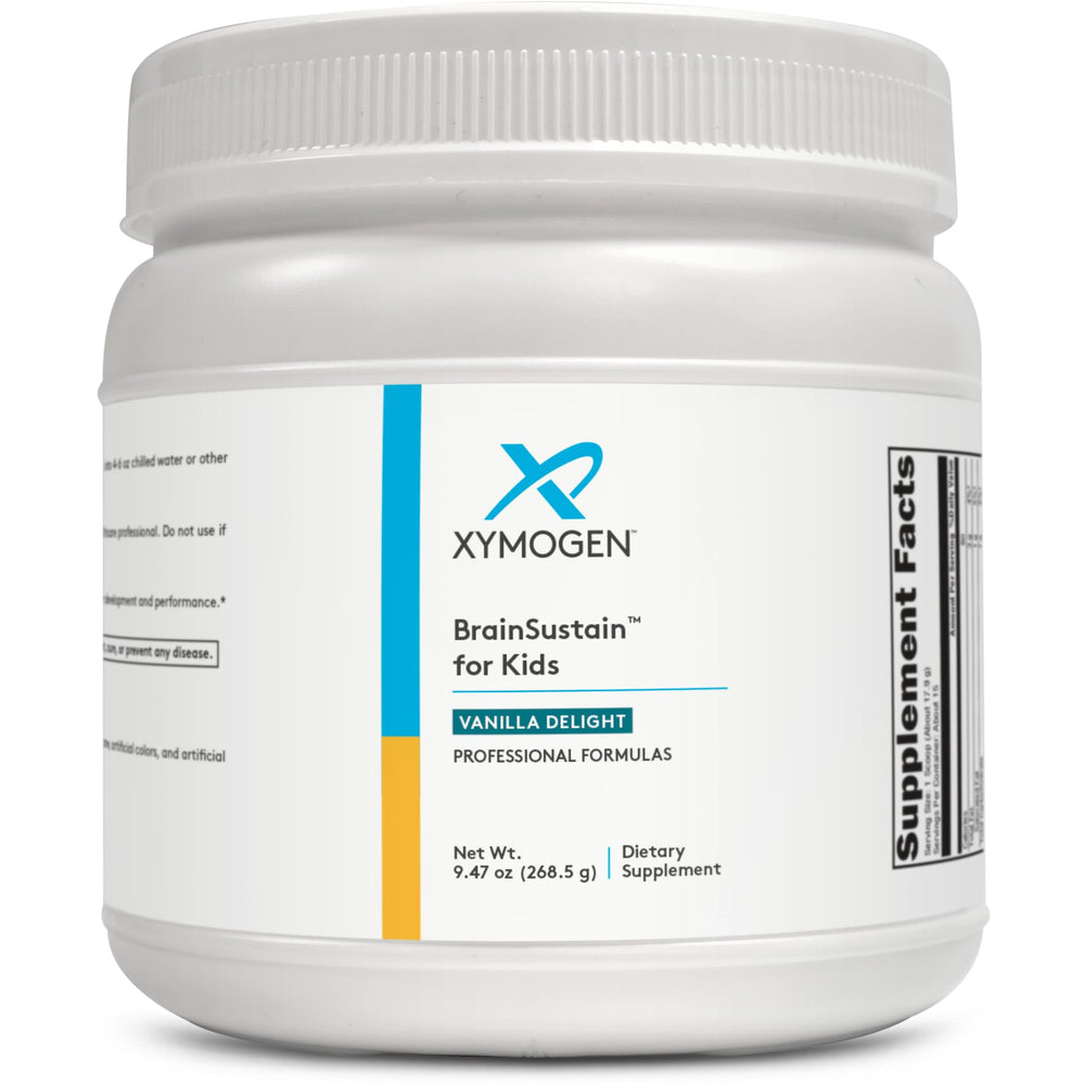 XYMOGEN BrainSustain for Kids bottle on a shelf