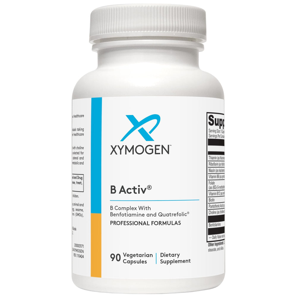 XYMOGEN B Activ Vitamin B Complex bottle and capsules