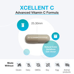XYMOGEN Xcellent C label detail shows vegan minerals buffering digestion.