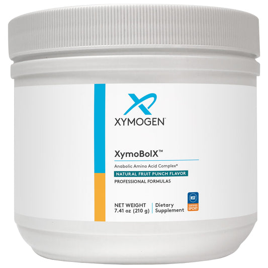 XYMOGEN XymoBolX BCAA powder bottle and scoop for muscle recovery