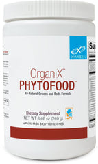 XYMOGEN OrganiX Phytofood Reds and Greens powder container with scoop