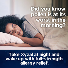 Xyzal indoor/outdoor relief scene demonstrates broad allergy coverage