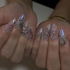 XZMeiLun butterfly-star nails kit with 3D details for instant chic day-to-day wear