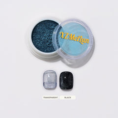 XZMeiLun light-blue magnetic cat-eye powder creates deep, reflective streaks.