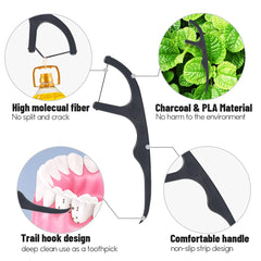 Mint flavored dental floss picks for on-the-go use